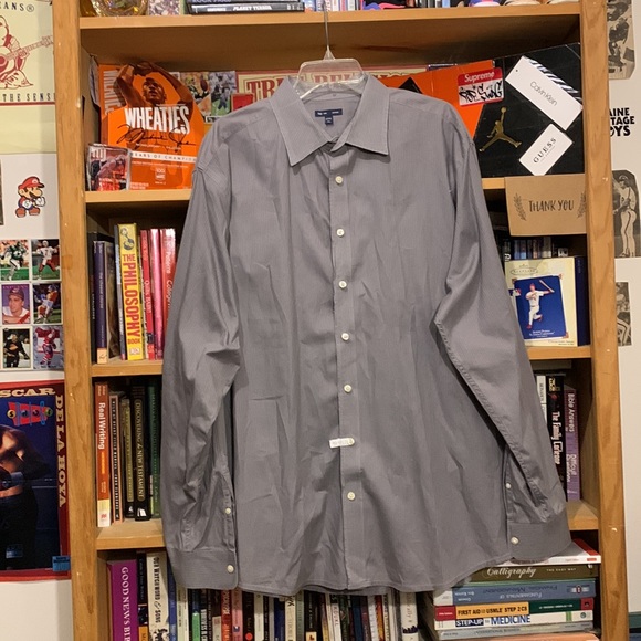 GAP Other - GAP Premium-men’s silver/gray stripe cotton long sleeve dress shirt